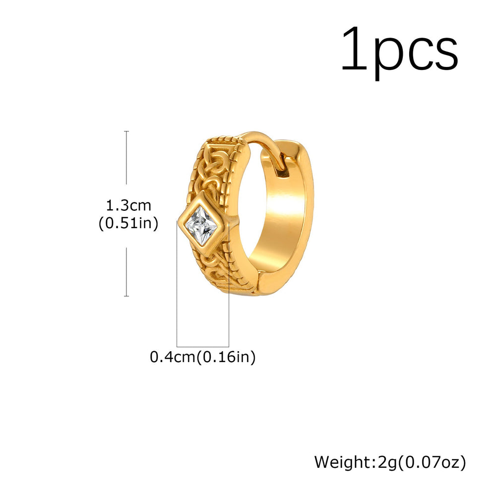 Stainless Steel Cross Hoop Earrings – Structured Frame & Drop Detail EH-787
