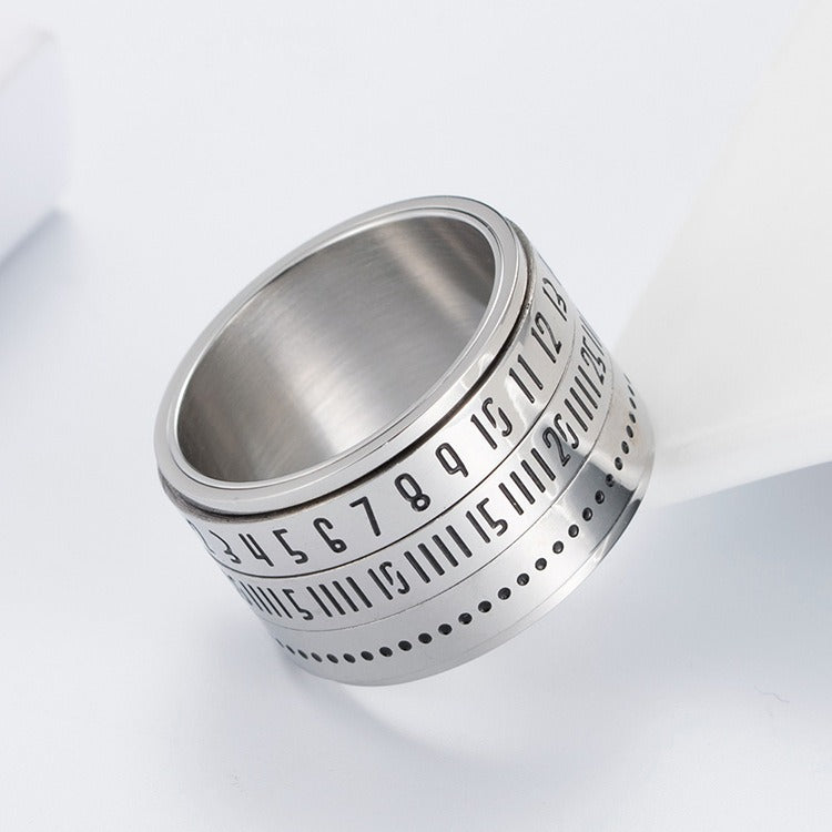 Number Spinner Ring for Men Stainless Steel 14MM Wide Band K-R123