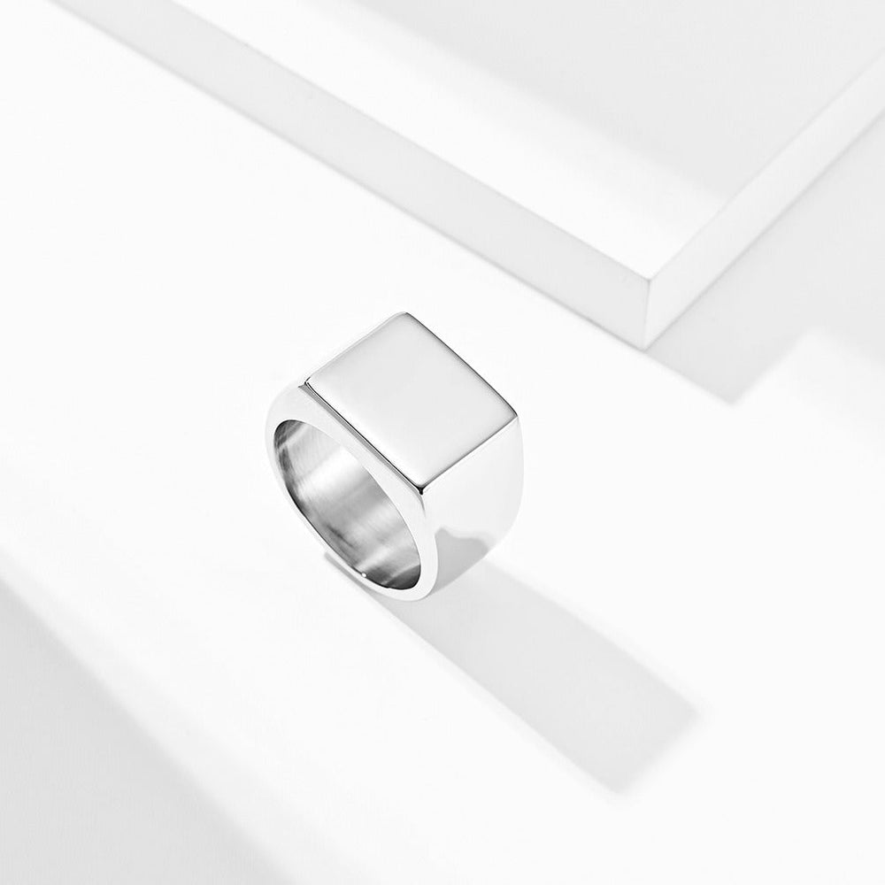 Stainless Steel Square Signet Ring for Men K-R502