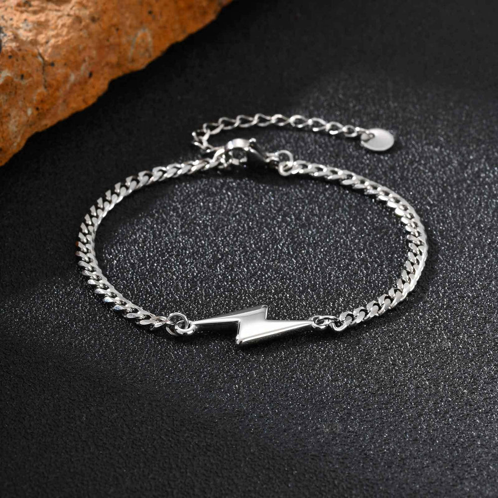 Lightning Bolt Bracelet – Stainless Steel Couples Jewelry, Silver/Gold BR-2620