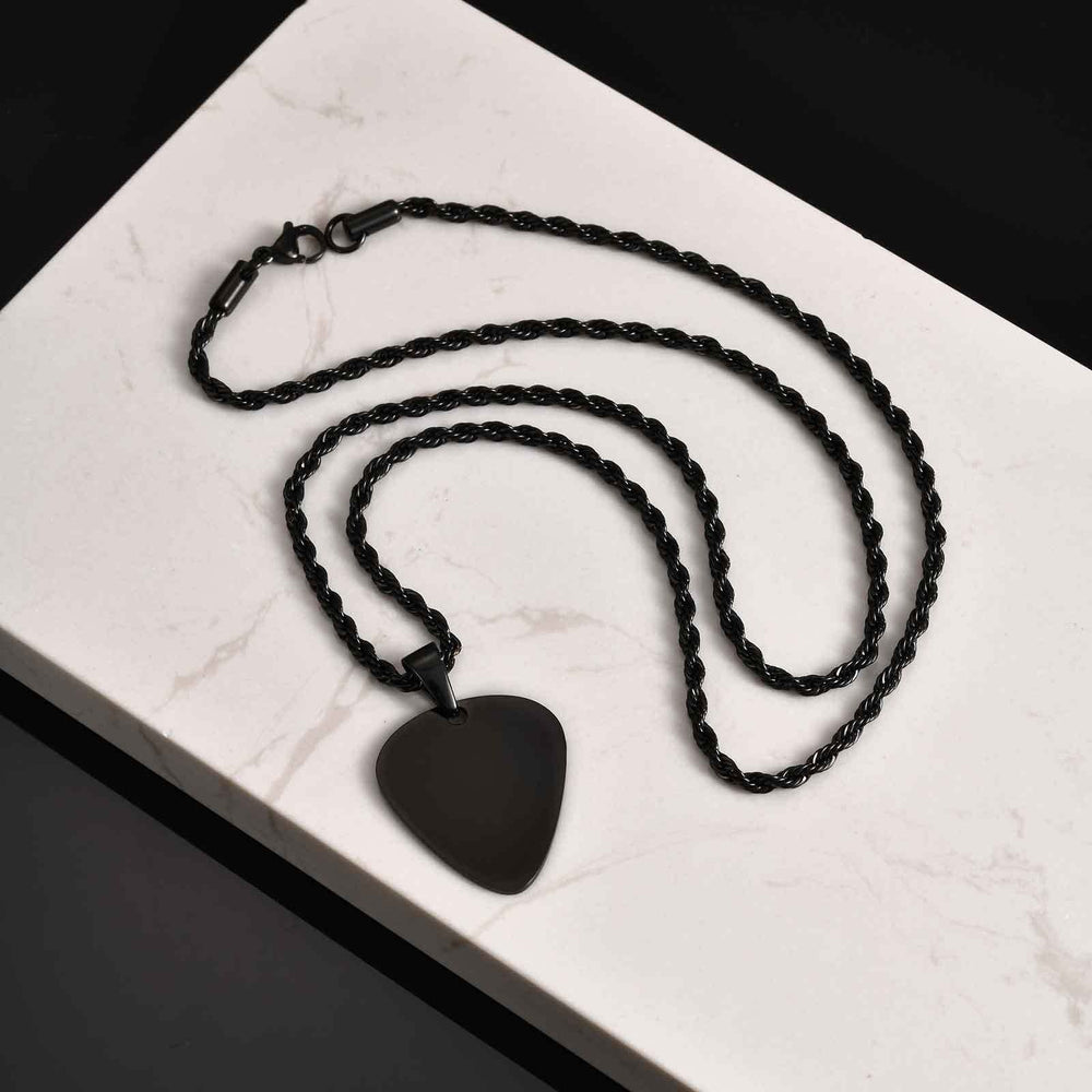 Stainless Steel Guitar Pick Pendant Necklace – Men’s Jewelry Gold, Silver, Black PN-1843