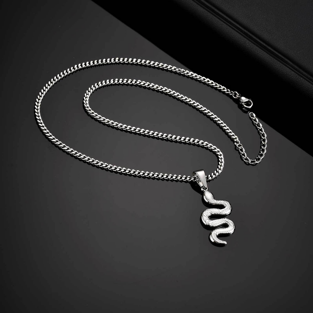 Stainless Steel Snake Pendant Necklace – Hip Hop Street Style Chain for Men NC-2221