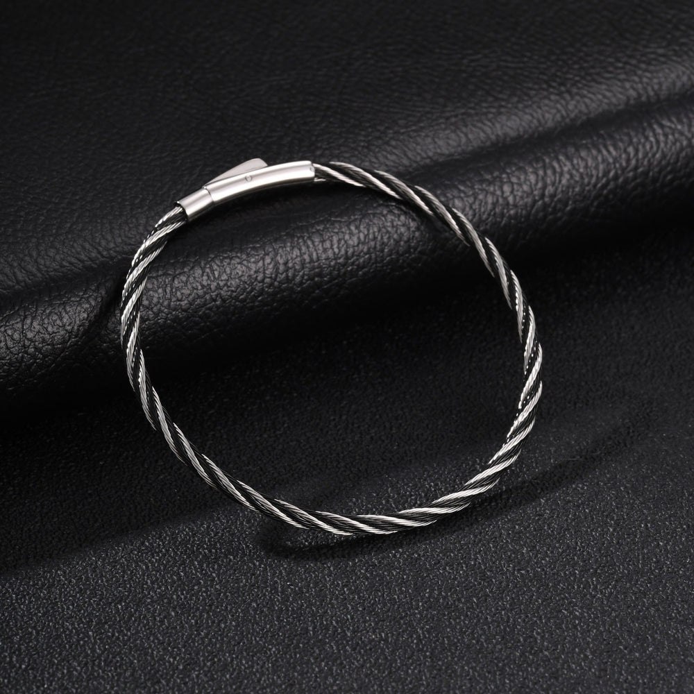 Twisted Rope Bracelet for Men Stainless Steel Cable Texture B-773