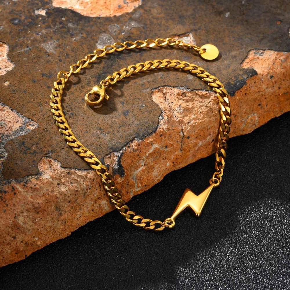Lightning Bolt Bracelet – Stainless Steel Couples Jewelry, Silver/Gold BR-2620