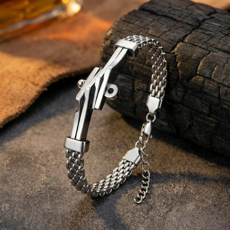 Titanium Steel Cuban Link Bracelet for Men Curved Plate Mesh Chain KB213327-KFC