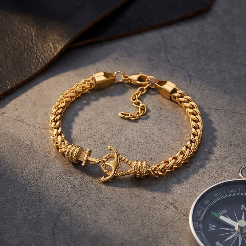 Anchor Chain Bracelet for Men Stainless Steel Curb Link Nautical KB215363-KFC