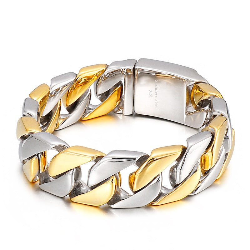 Matte Titanium Steel Cuban Link Bracelet – Rugged Minimalist Chain for Men’s Urban & Gothic Style KB162789