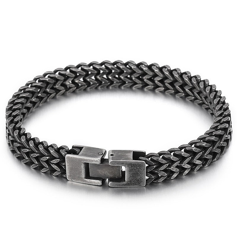 Double Row Cuban Chain Bracelet for Men – Stainless Steel Heavy Structure KB150525-KFC