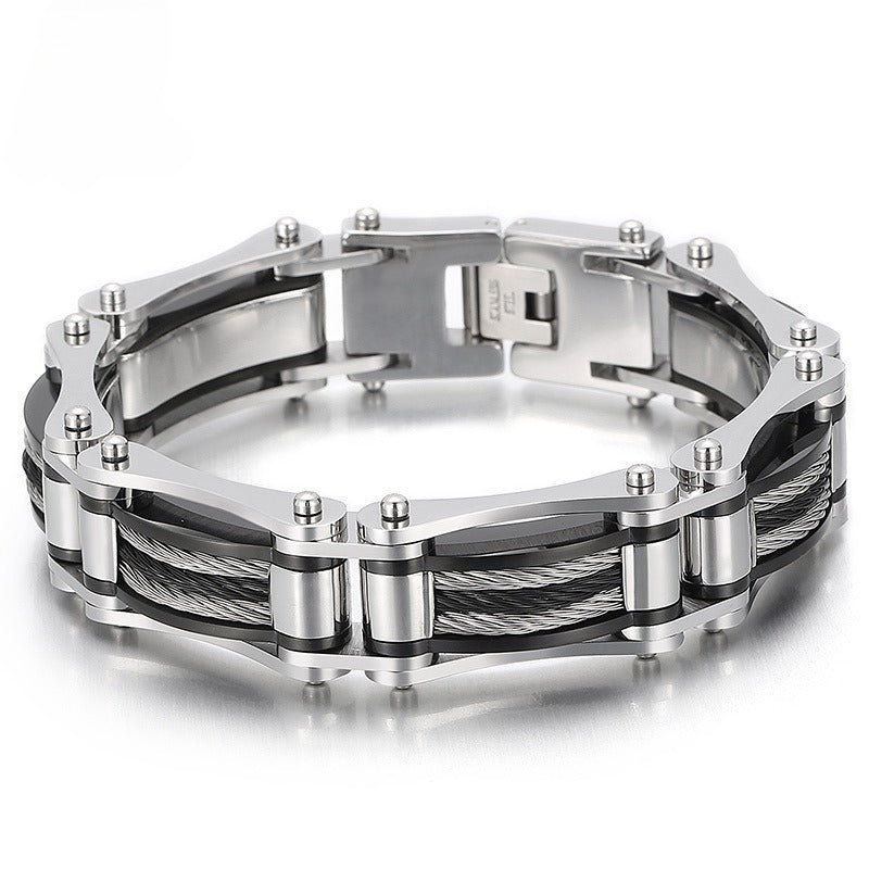 Titanium Steel Rope Bracelet – Adjustable Cable-Inspired Cuff for Men | Urban Minimalist Street Style KB139387-KFC