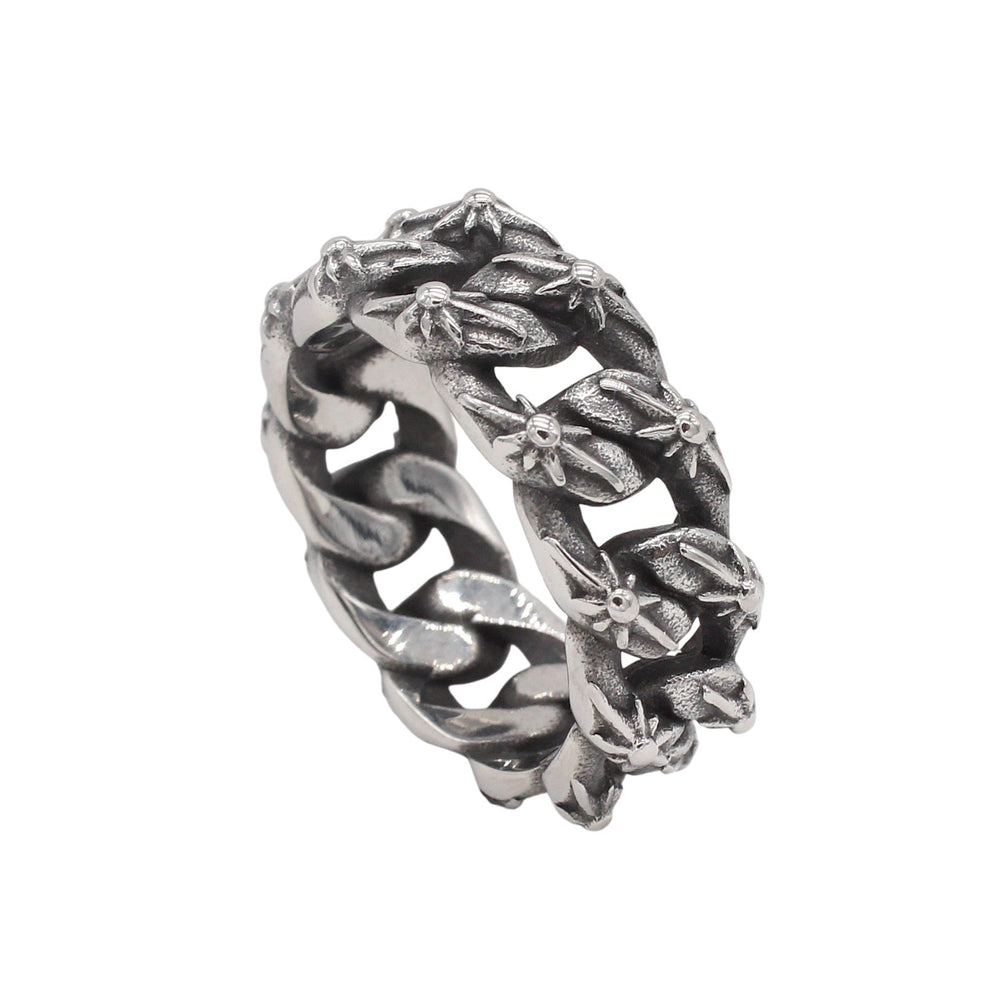 Titanium Steel Vintage Chain Link Ring for Men R1932