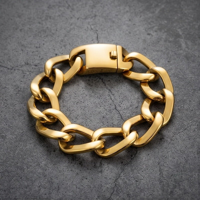 Stainless Steel Cuban Link Bracelet for Men Square Link Chain KB213360-KJX