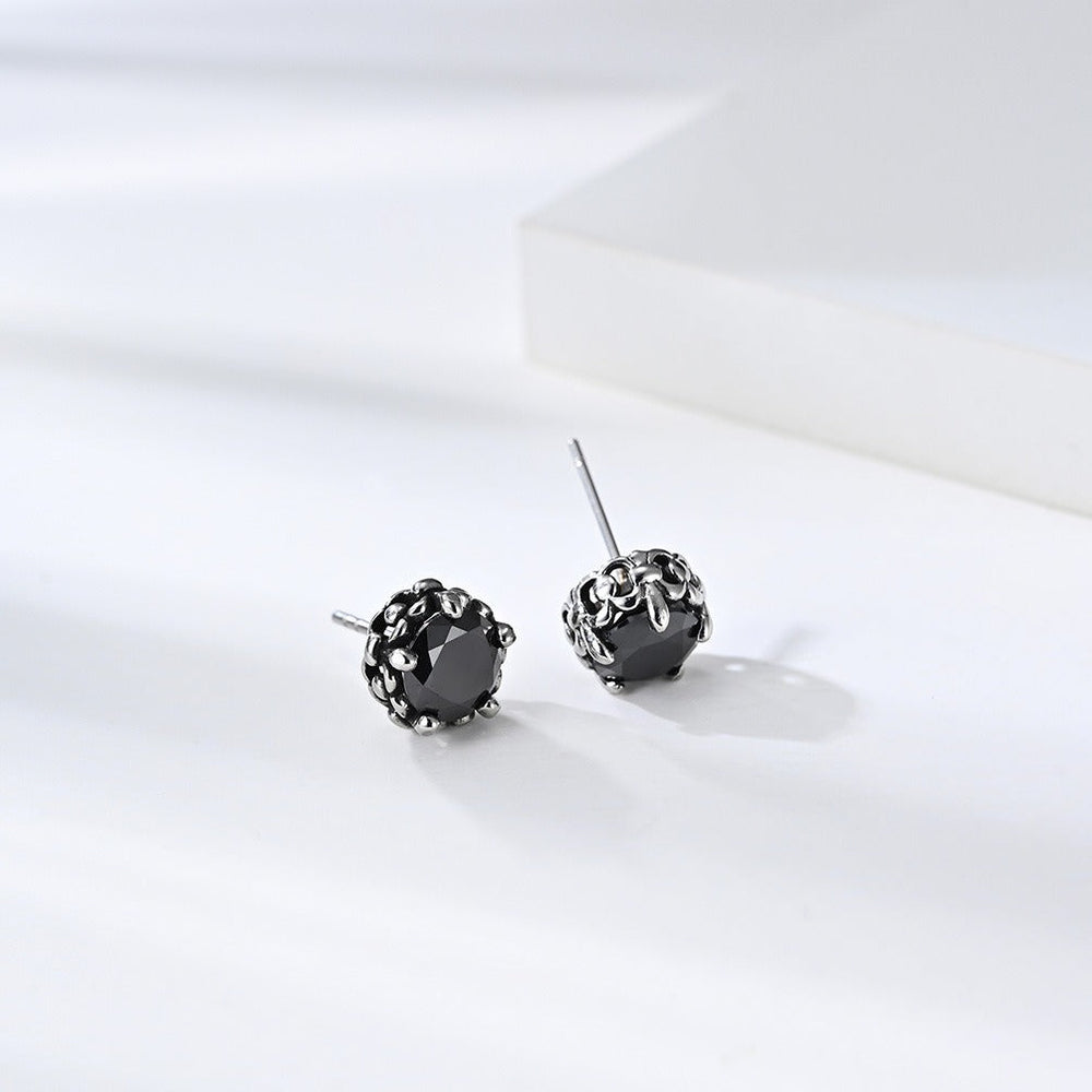 Stainless Steel Cubic Zirconia Studs for Men & Women Round Stone Earrings K-E035