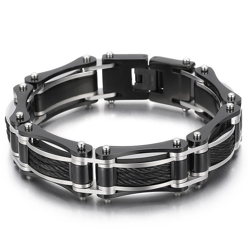 Titanium Steel Rope Bracelet – Adjustable Cable-Inspired Cuff for Men | Urban Minimalist Street Style KB139387-KFC