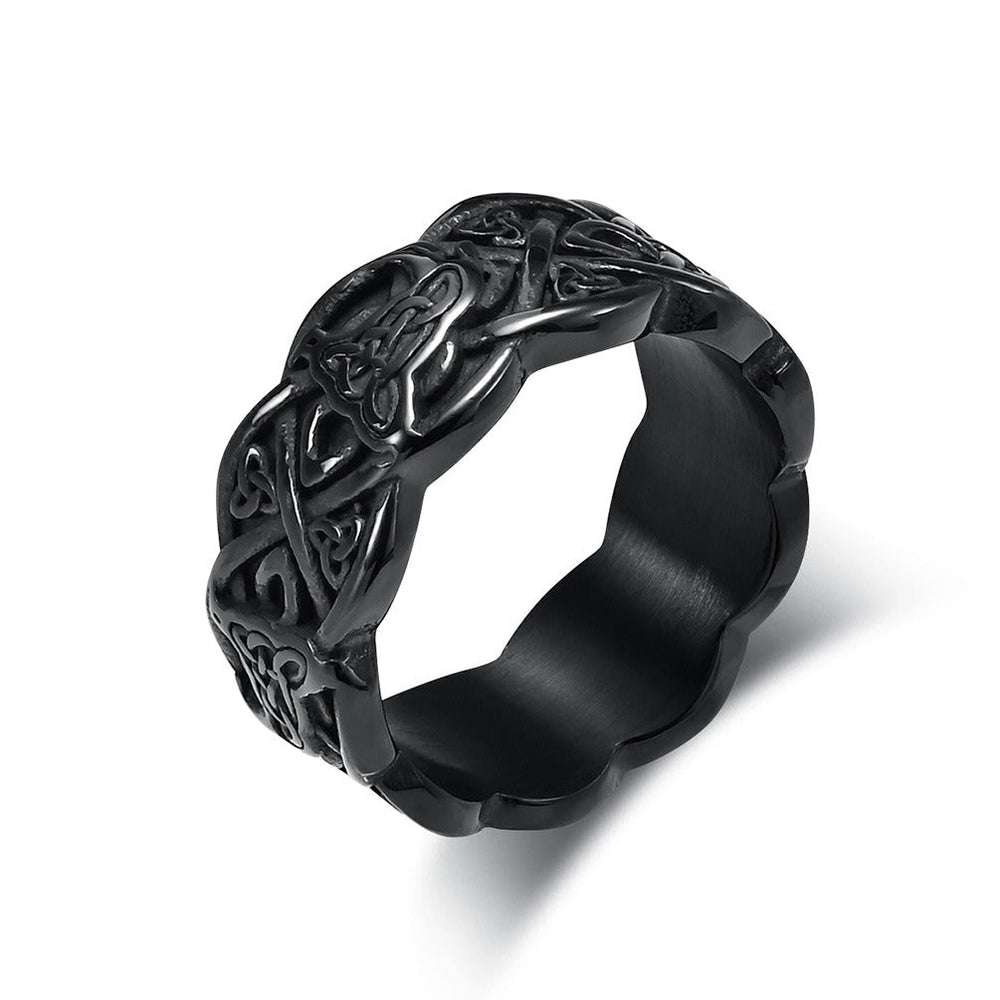 Celtic Knot Wolf Ring for Men Stainless Steel Vintage Engraved K-R690