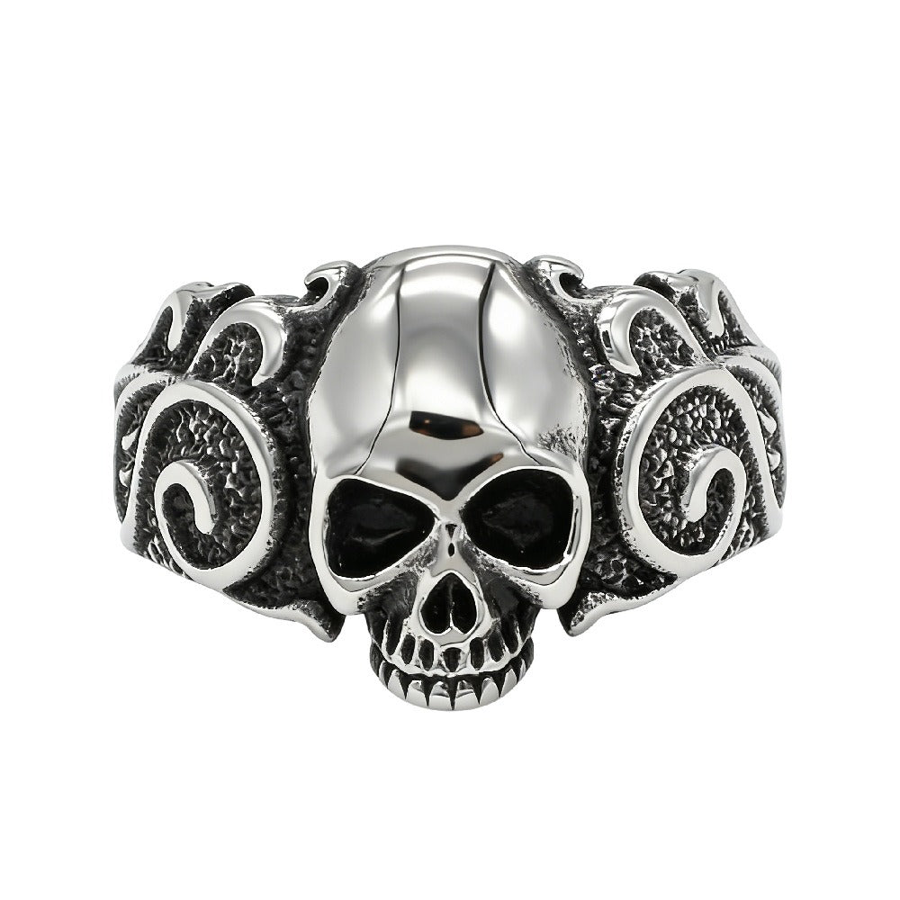 Skull Ring for Men Stainless Steel Vintage Engraved Detail R1983