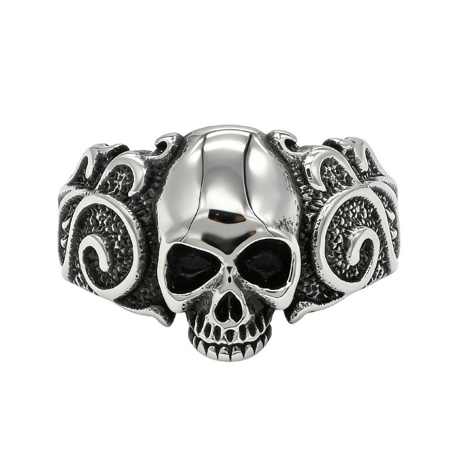 Skull Ring for Men Stainless Steel Vintage Engraved Detail R1983