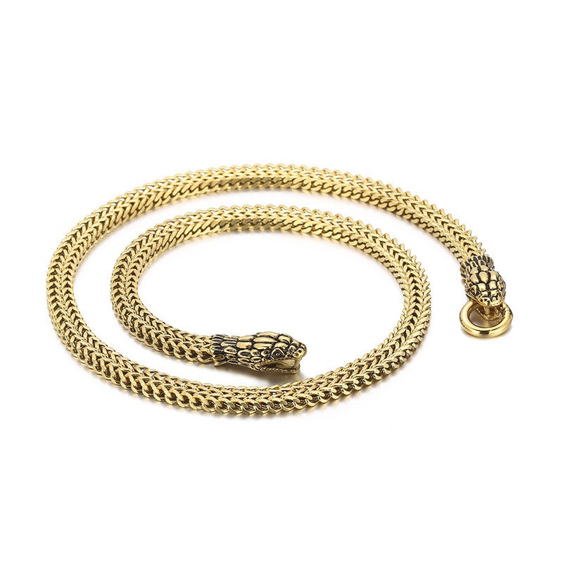 Serpent Legacy Necklace – Gothic Men’s Oxidized Titanium Steel Snake Chain