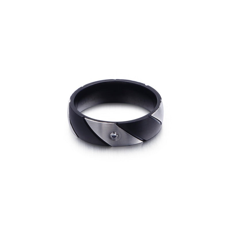 Dual-Twist Titanium Steel Ring – Geometric Matte Band for Men, Minimalist Power Symbol KR83029