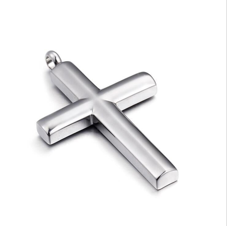 Classic Titanium Steel Cross Necklace – Polished Pendant for Couples KP55901-BD