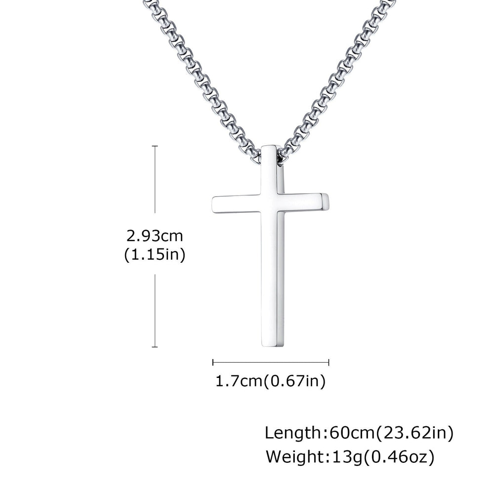 Cross Pendant Necklace Stainless Steel Minimal Bar Cross Long Chain for Men Women Silver Gold Black NC-2103