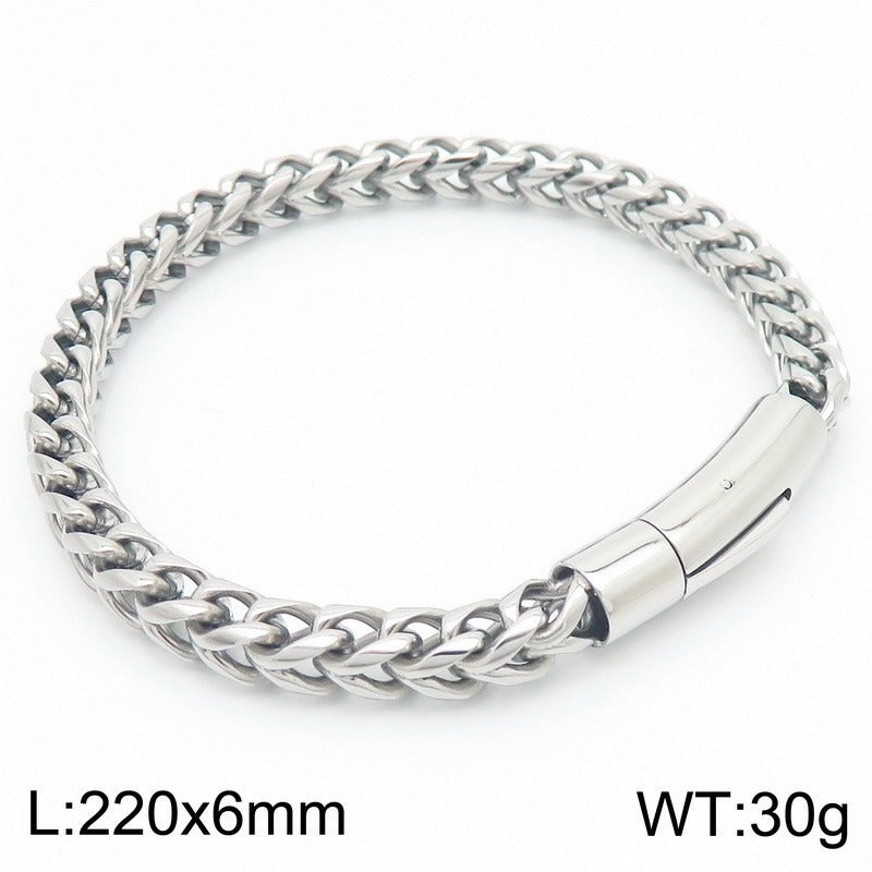 Retro Titanium Steel Chain Bracelet – Minimalist Hip-Hop Jewelry for Men’s Daily Wear KB95694