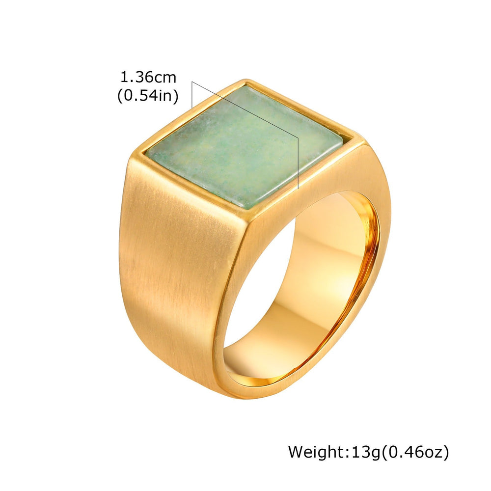 Men’s Square Natural Stone Signet Ring Stainless Steel RC682