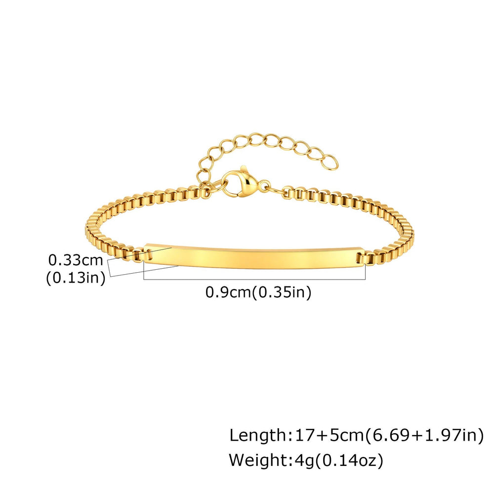Stainless Steel Gold Plated ID Plate Bracelet for Men & Women – Minimal Curved Bar CB-225