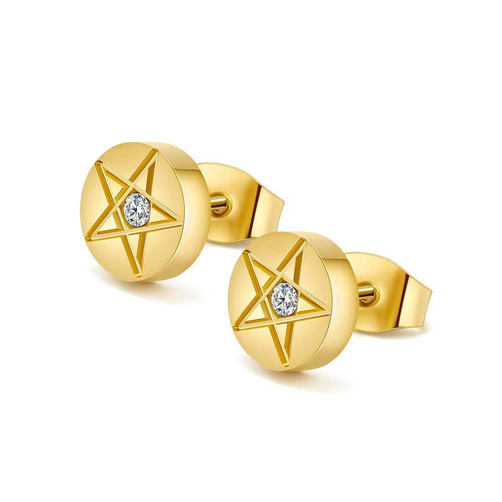Stainless Steel Star Stud Earrings for Men & Women Minimal Round K-E040