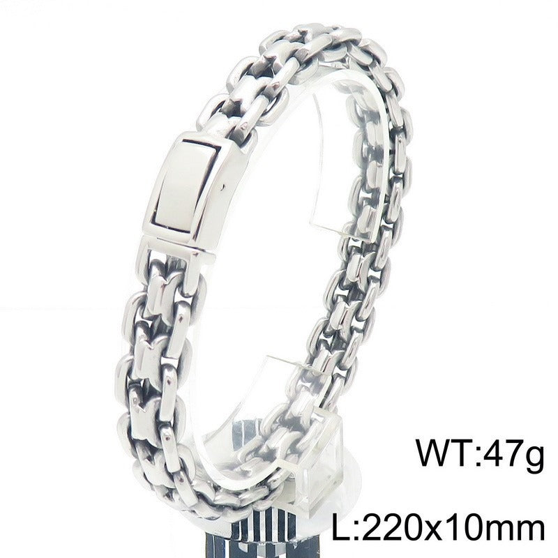 Titanium Steel Flat Link Chain Bracelet & Necklace for Men KB188230-KJX
