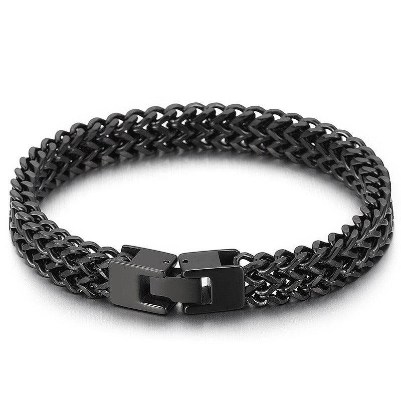 Double Row Cuban Chain Bracelet for Men – Stainless Steel Heavy Structure KB150525-KFC