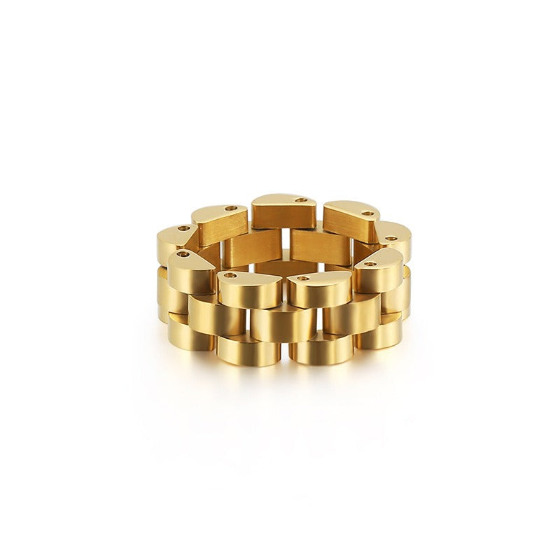 Men’s Watch Link Chain Ring – Stainless Steel Hip-Hop Gothic Jewelry KR89119-K