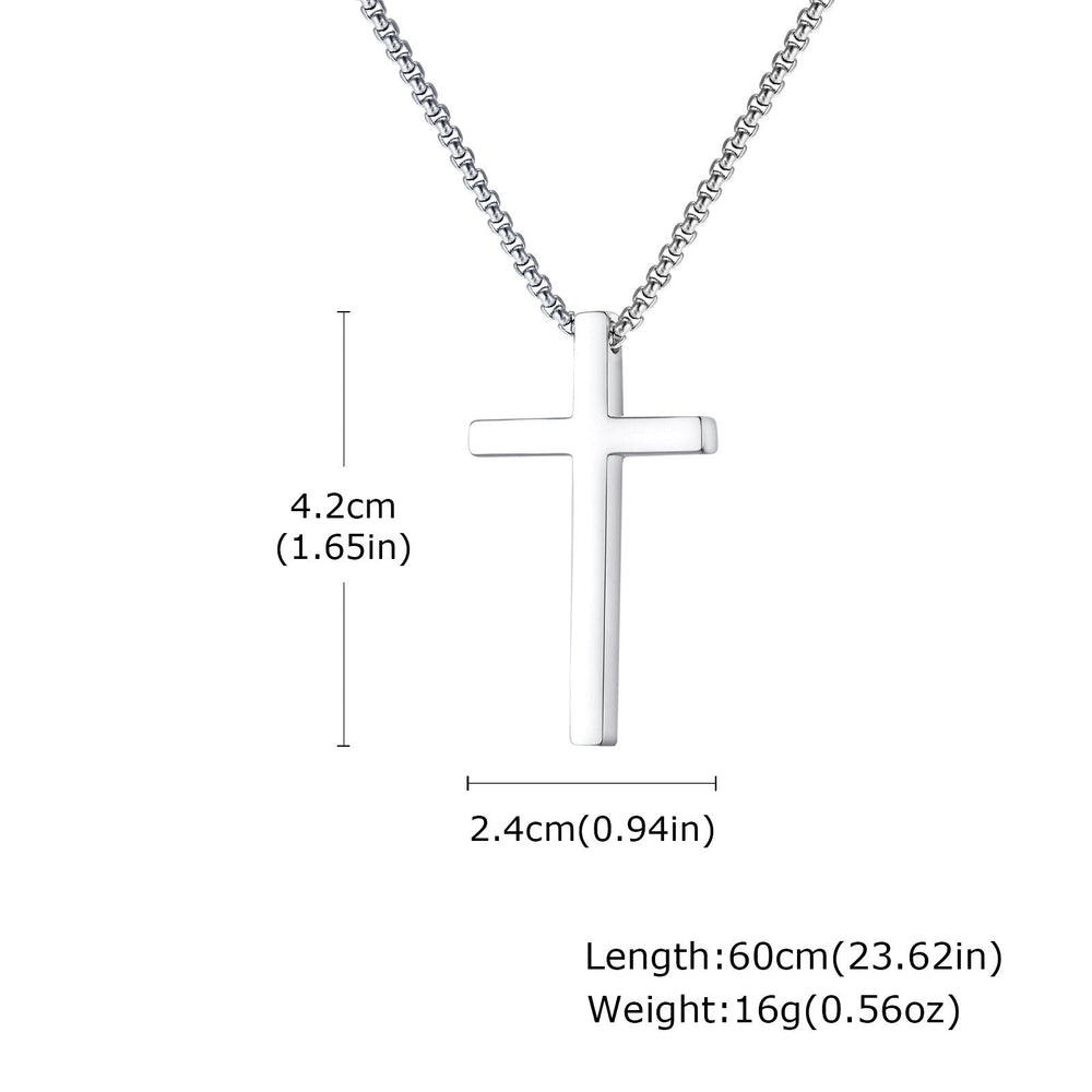 Cross Pendant Necklace Stainless Steel Minimal Bar Cross Long Chain for Men Women Silver Gold Black NC-2103
