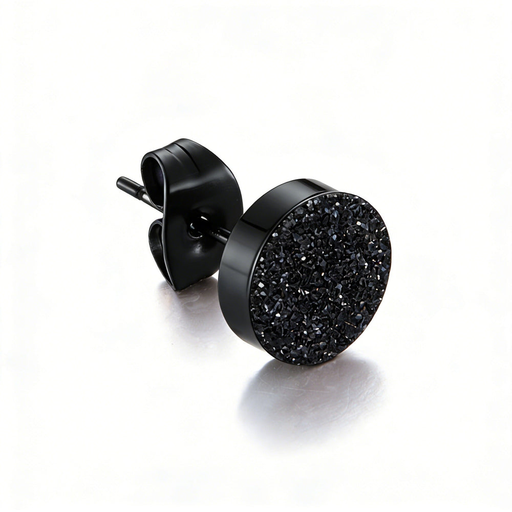 Sand Textured Stud Earrings for Men & Women Stainless Steel Round Finish K-E012