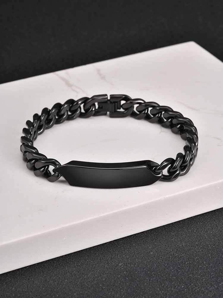Stainless Steel Cuban Chain Curved Plate Bracelet Men Retro Punk Hip Hop BR-2796