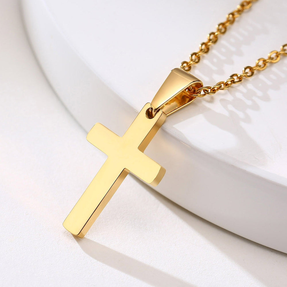 Stainless Steel Cross Necklace for Men & Women – Gold, Silver, Black PN-1479