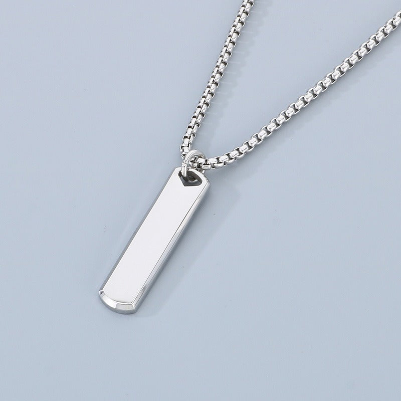 Slim Rectangular Bar Pendant Necklace for Men Geometric Silver Gold Black KN285569-KFC