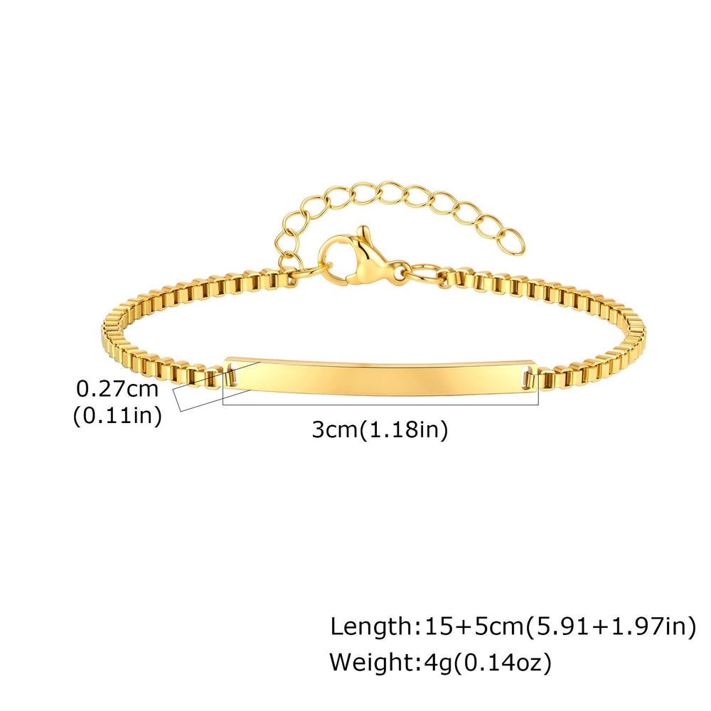 Stainless Steel Gold Plated ID Plate Bracelet for Men & Women – Minimal Curved Bar CB-225