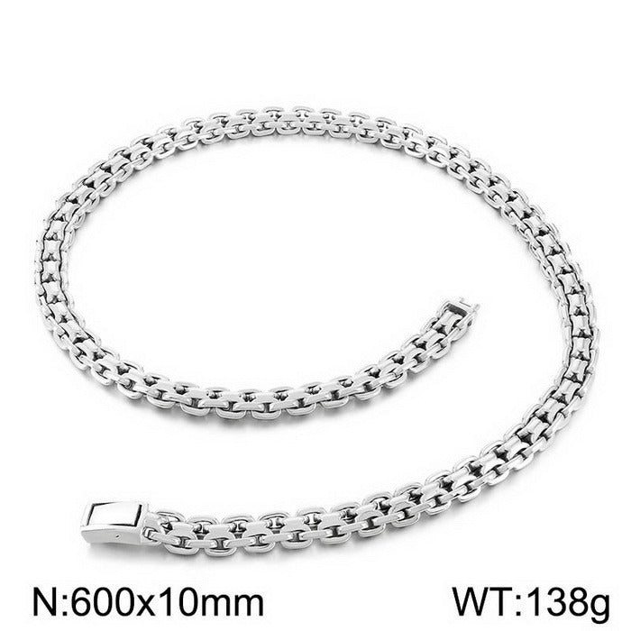 Titanium Steel Flat Link Chain Bracelet & Necklace for Men KB188230-KJX