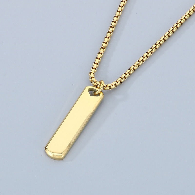 Slim Rectangular Bar Pendant Necklace for Men Geometric Silver Gold Black KN285569-KFC