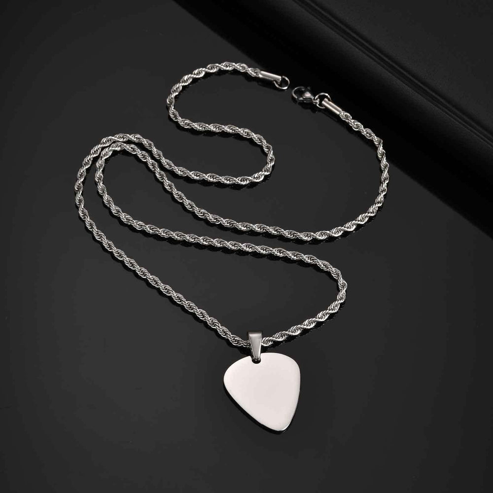 Stainless Steel Guitar Pick Pendant Necklace – Men’s Jewelry Gold, Silver, Black PN-1843