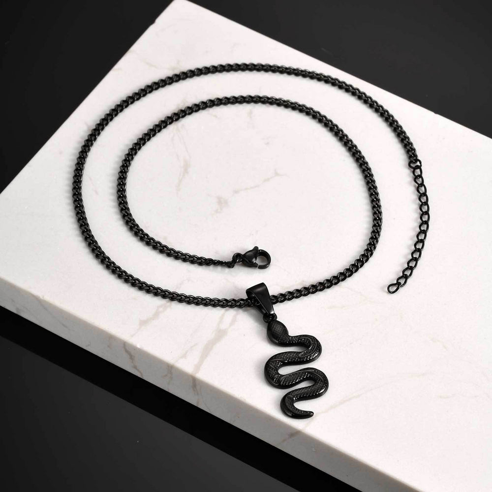 Stainless Steel Snake Pendant Necklace – Hip Hop Street Style Chain for Men NC-2221