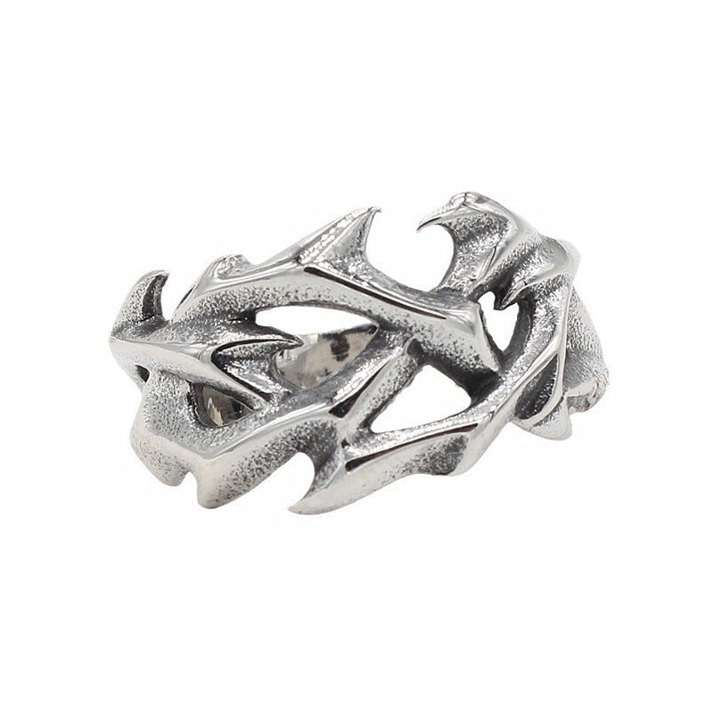 Titanium Steel Dragon Ring for Men Gothic Flame Texture R1109