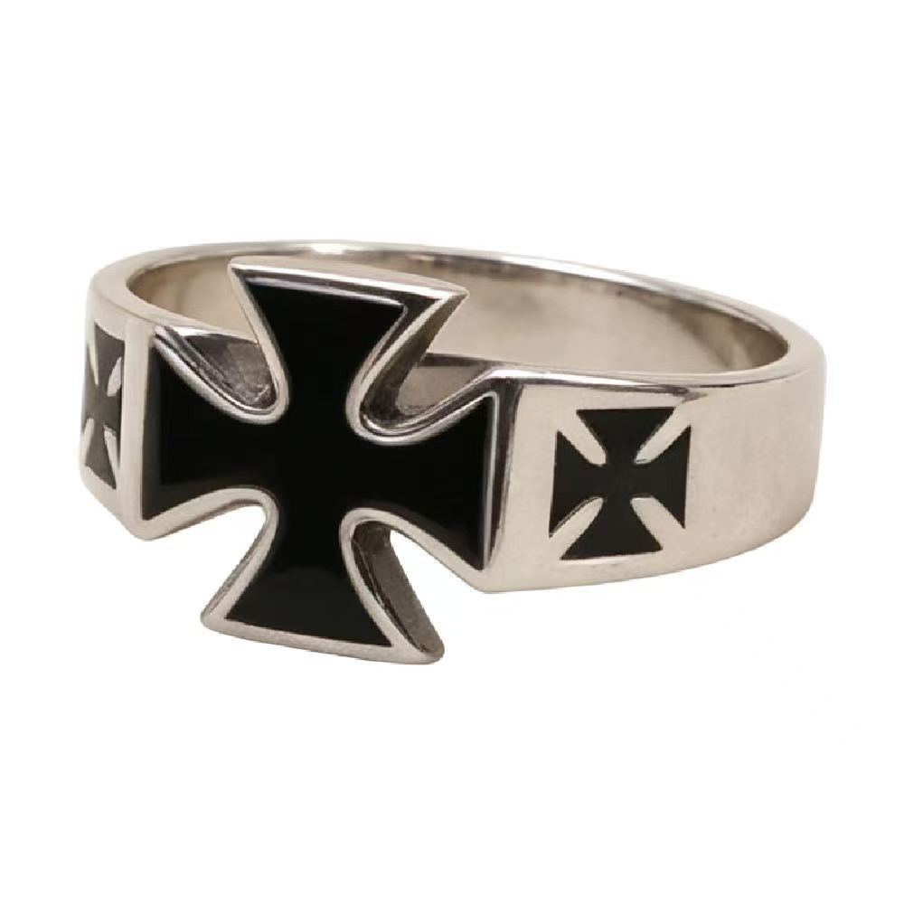 Flared Cross Ring for Men Titanium Steel Vintage Contrast R7004