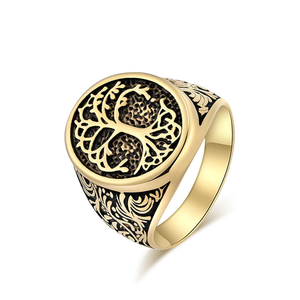 Titanium Steel Tree of Life Ring for Men – Vintage Statement Jewelry K-R798