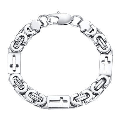 Men’s Titanium Steel Byzantine Cross Bracelet – Punk Hip Hop Jewelry BR-2214