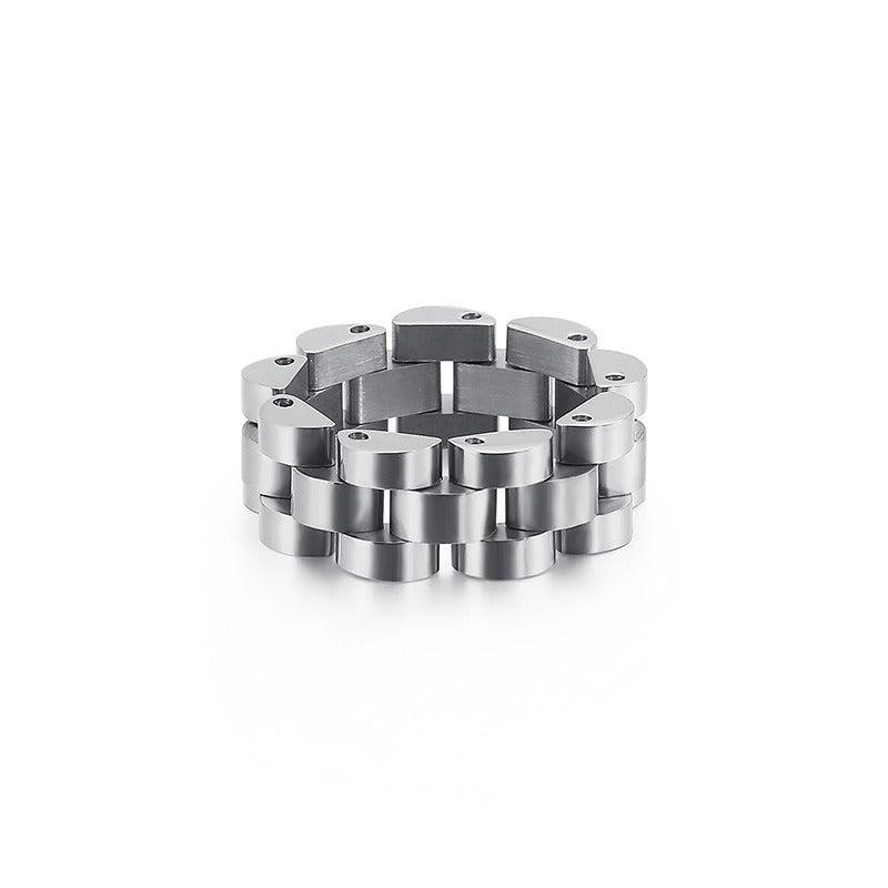 Men’s Watch Link Chain Ring – Stainless Steel Hip-Hop Gothic Jewelry KR89119-K