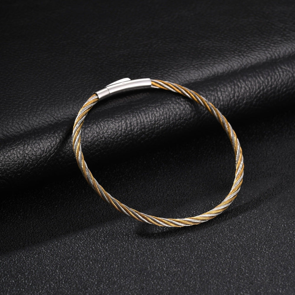 Twisted Rope Bracelet for Men Stainless Steel Cable Texture B-773