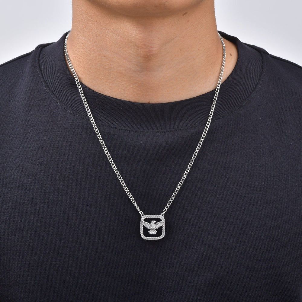 Flying Dove Necklace for Men Stainless Steel Open Frame NC-3103