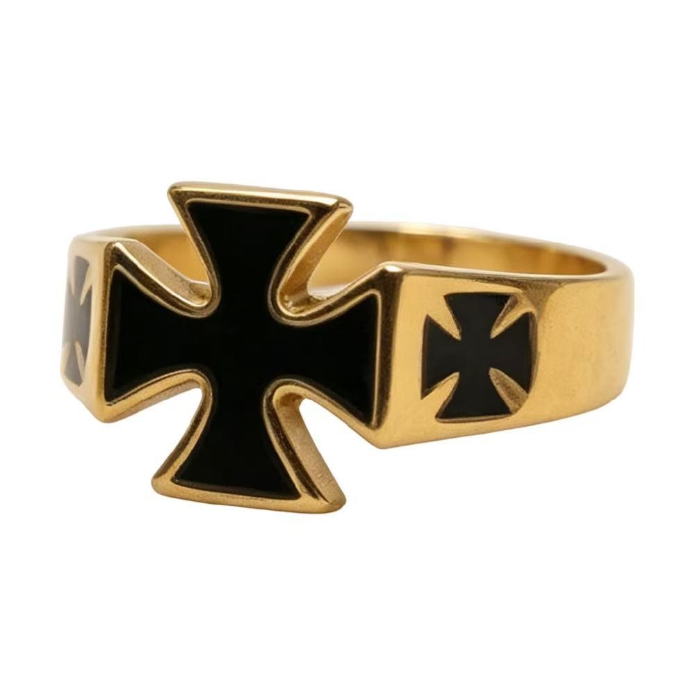 Flared Cross Ring for Men Titanium Steel Vintage Contrast R7004