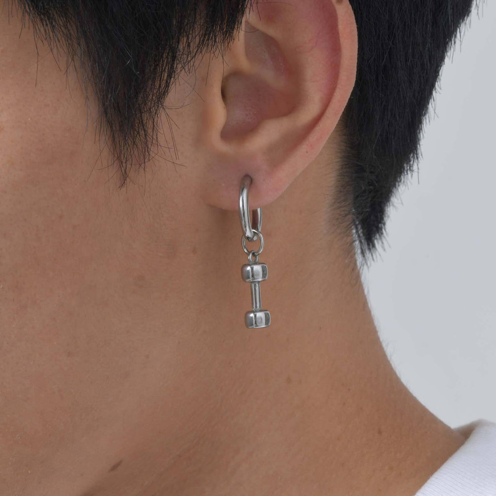 Stainless Steel Dumbbell Hoop Earring – Gym Street Style for Men ED-869